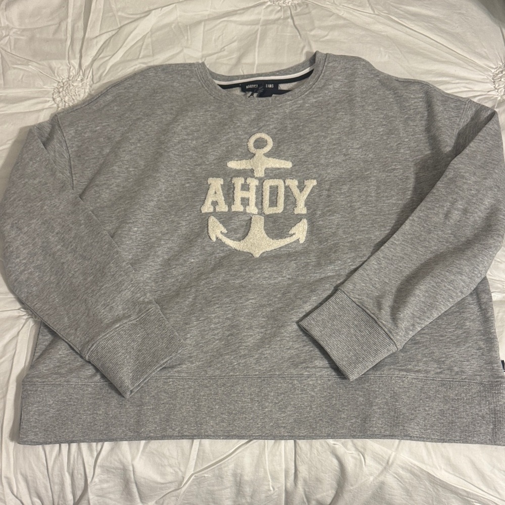 Gray Ahoy Anchor Sweatshirt Nautical Jeans Brand size small NWT